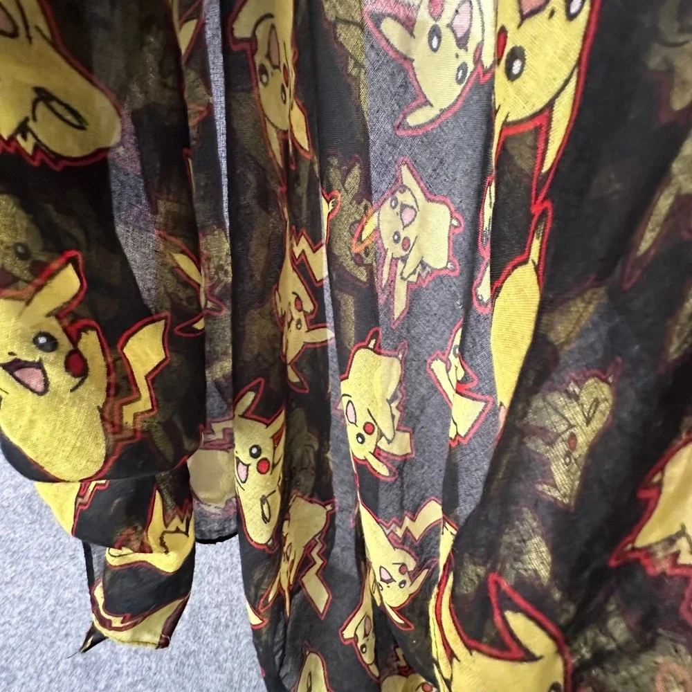 Pokemon Pikachu Scarf One Size Black Unisex Polyester Gauze Wrap 72x42